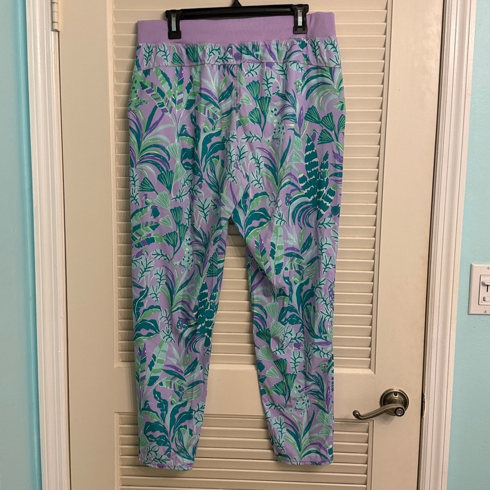 Lilly Pulitzer Luxletic Run Around Pant Purple Iris On The Chase Size Large - Picture 8 of 8